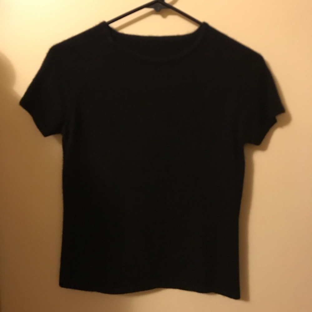 Cashmere Black Round Neck Short Sleeve Sweater
